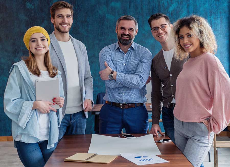 Perfect creative team. Successful company with happy workers